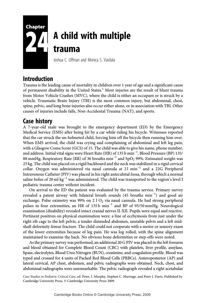 A Child With Multiple Trauma (Chapter 24) - Case Studies In Pediatric ...