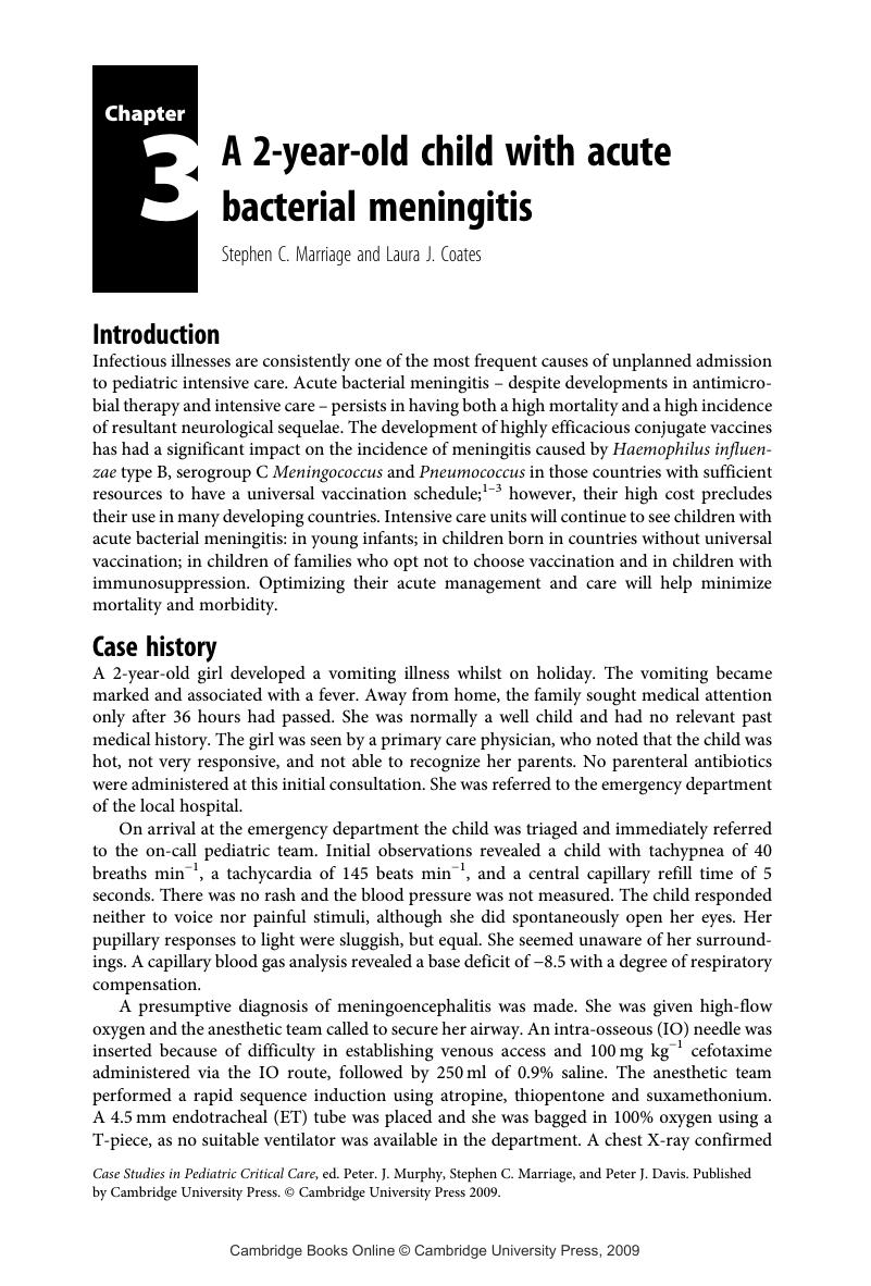 case study of a child with meningitis