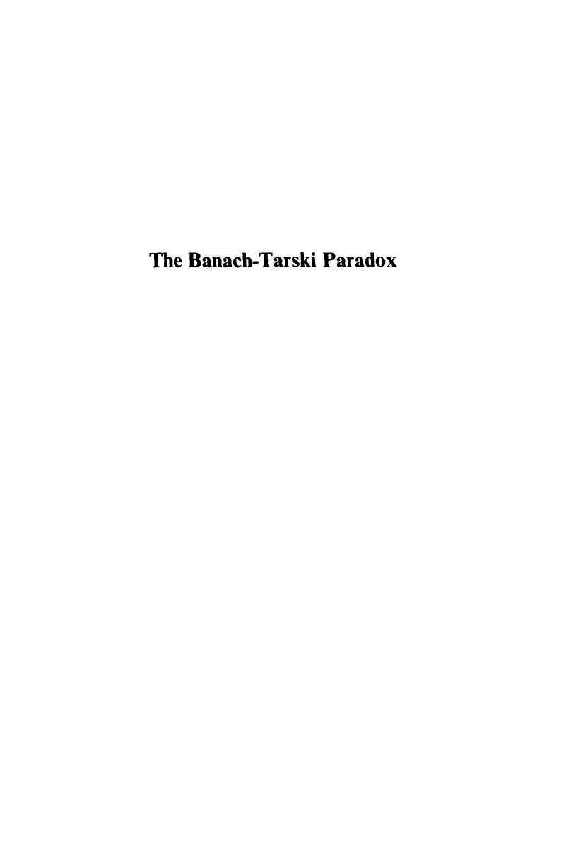 Frontmatter The BanachTarski Paradox