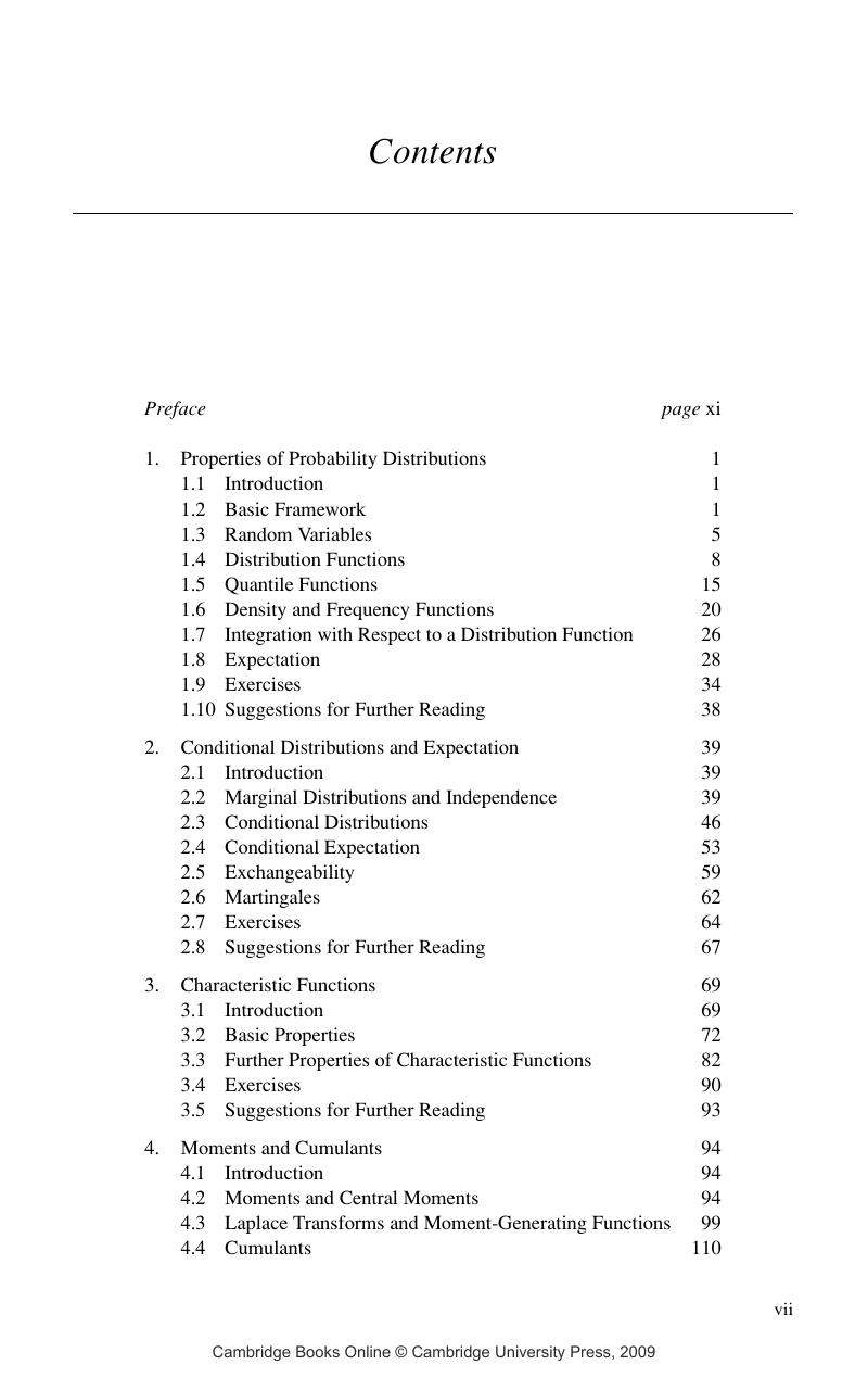 Contents - Elements Of Distribution Theory