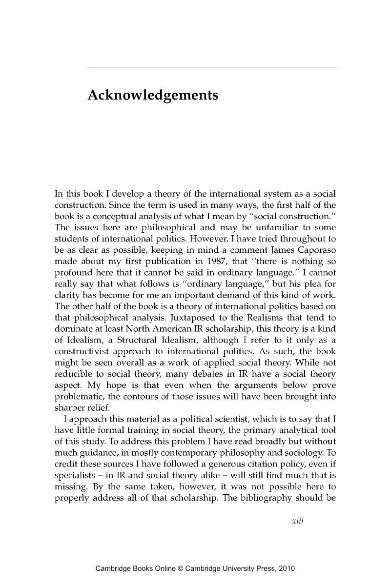 Acknowledgements - Social Theory of International Politics