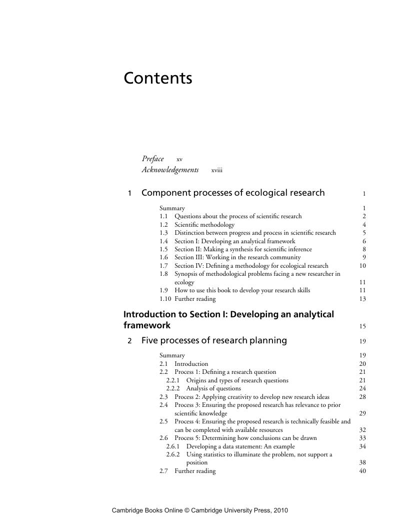 Contents - Scientific Method for Ecological Research