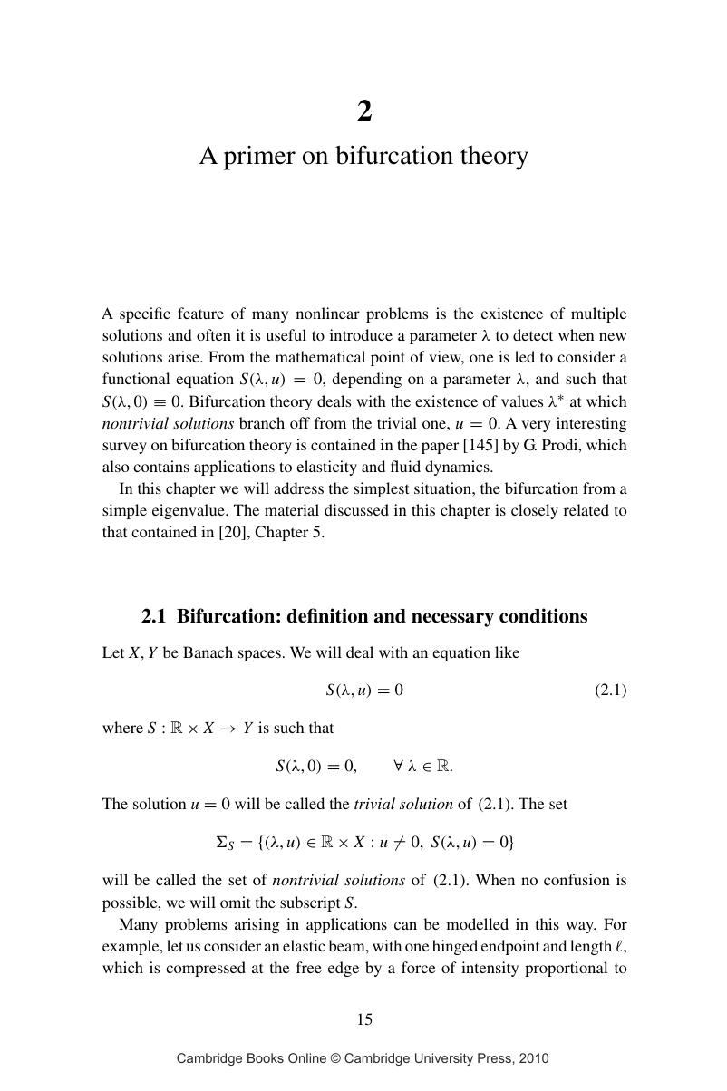 A primer on bifurcation theory (Chapter 2) - Nonlinear Analysis and ...