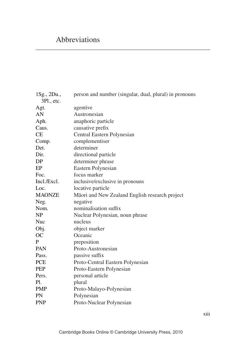 List of abbreviations - Maori