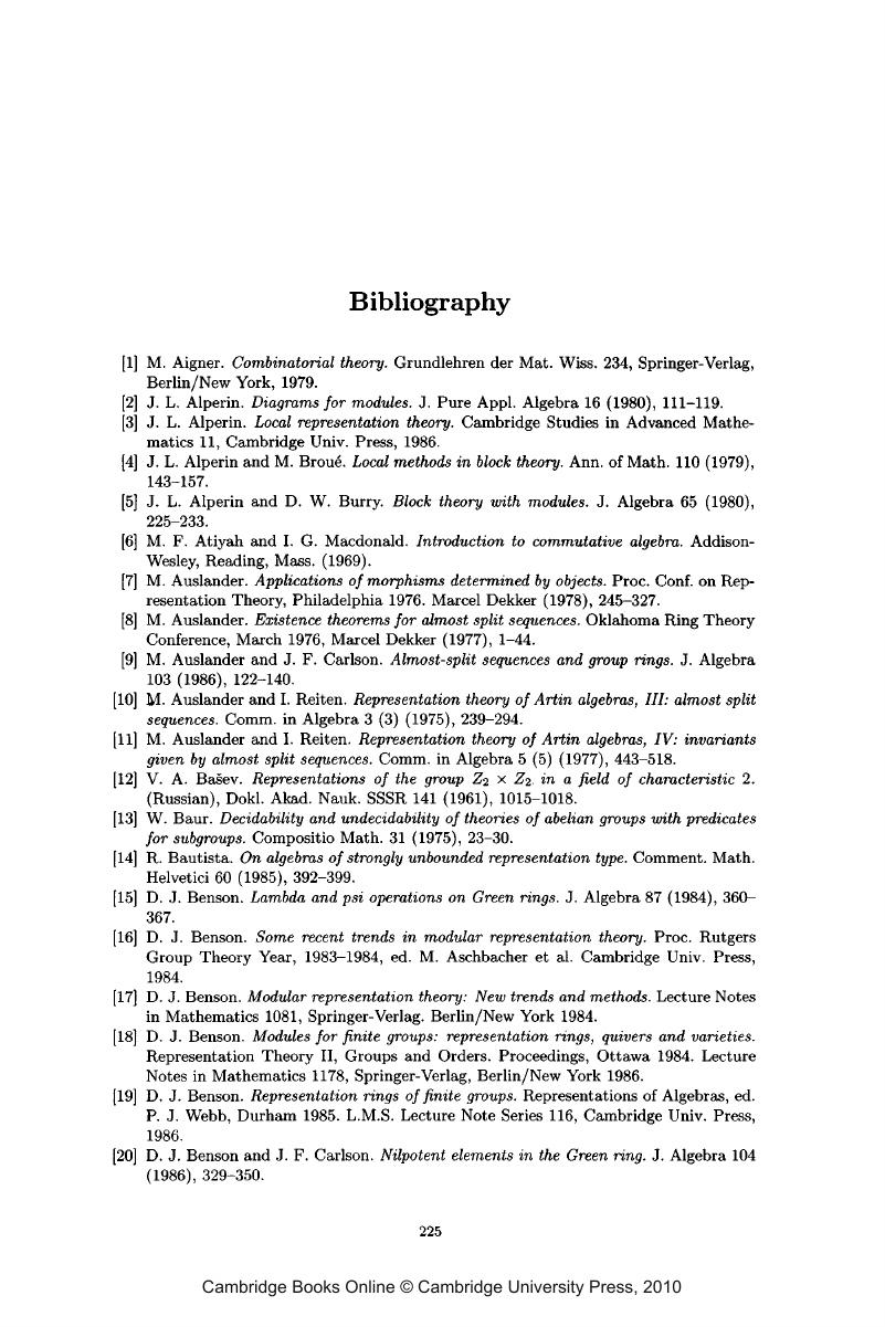 Bibliography Representations and Cohomology