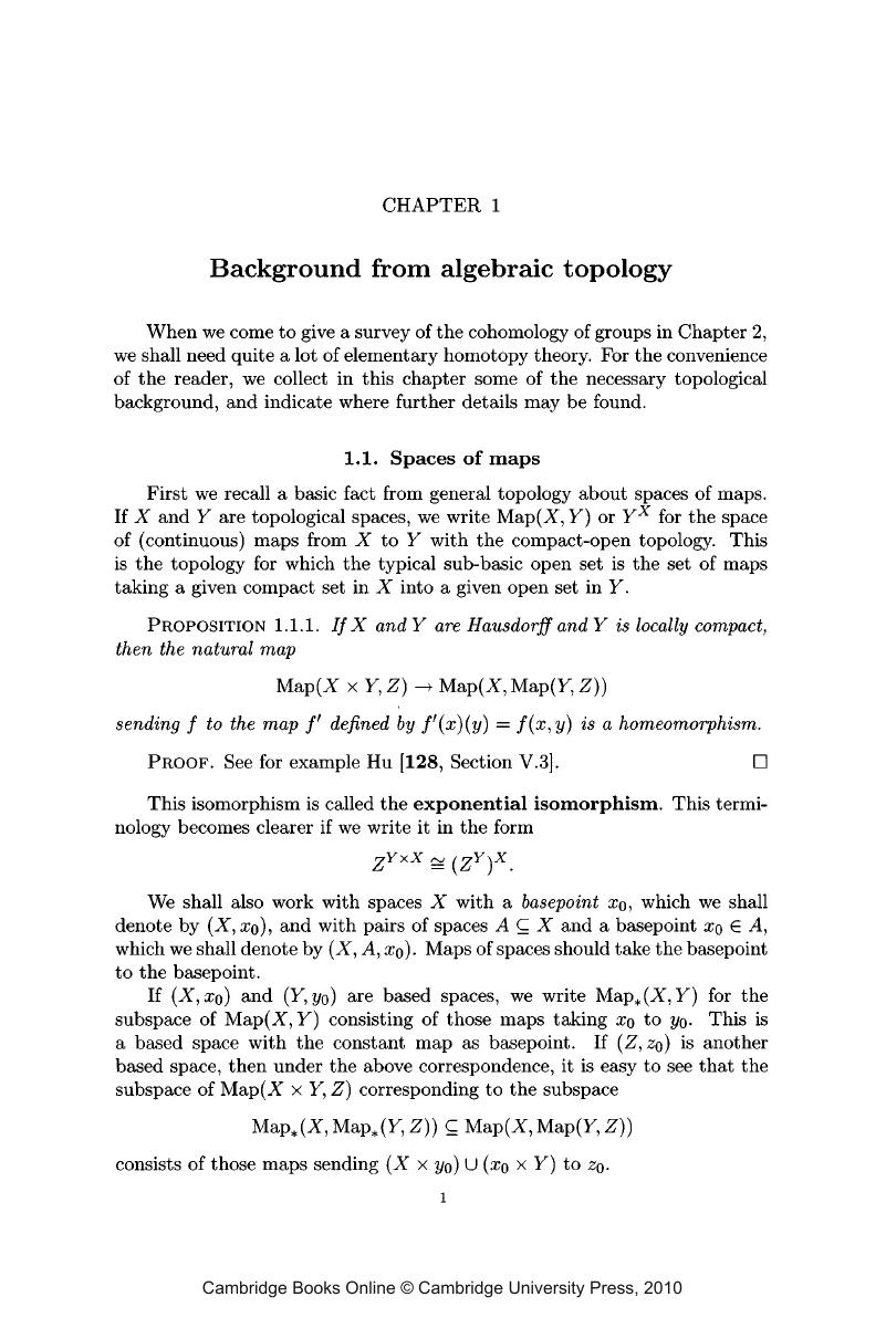 Background From Algebraic Topology (Chapter 1) - Representations And ...