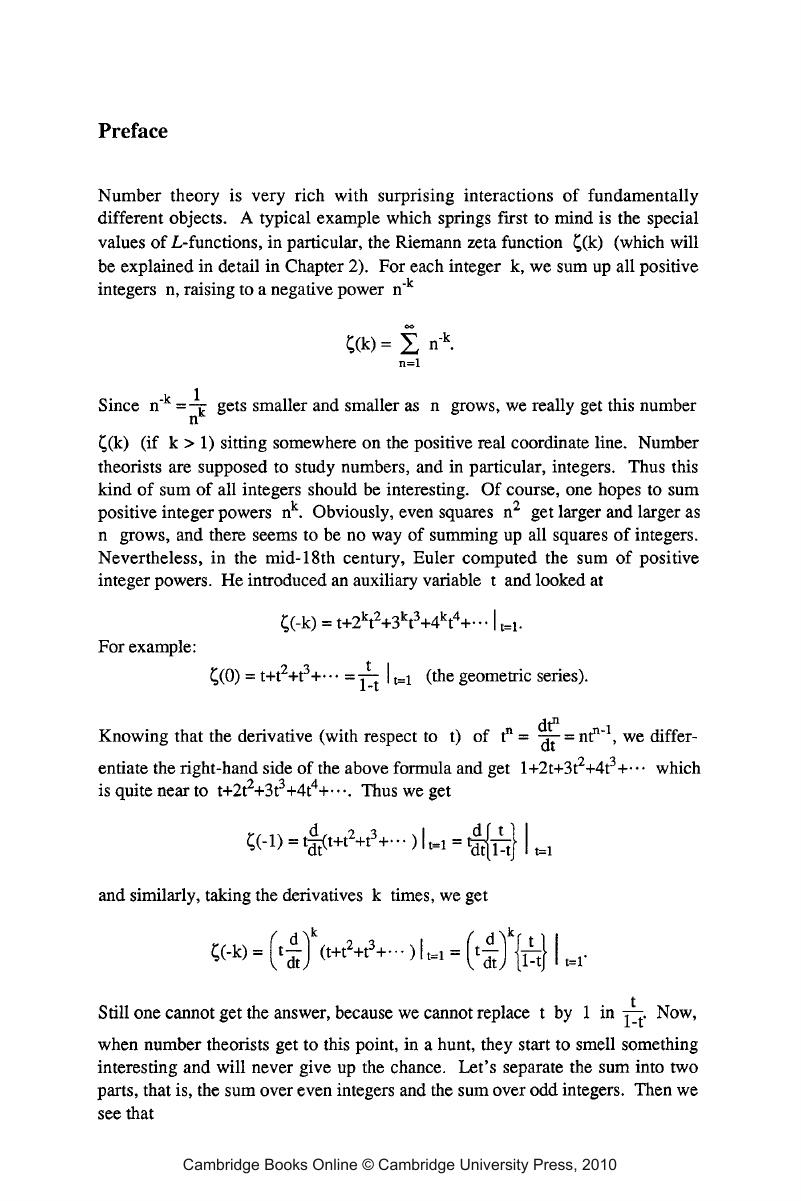 Preface - Elementary Theory of L-functions and Eisenstein Series