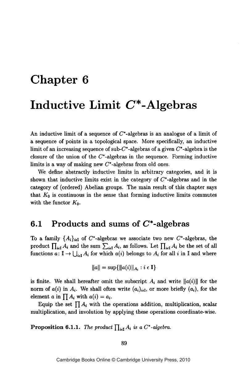 Inductive Limit C*-Algebras (Chapter 6) - An Introduction to K