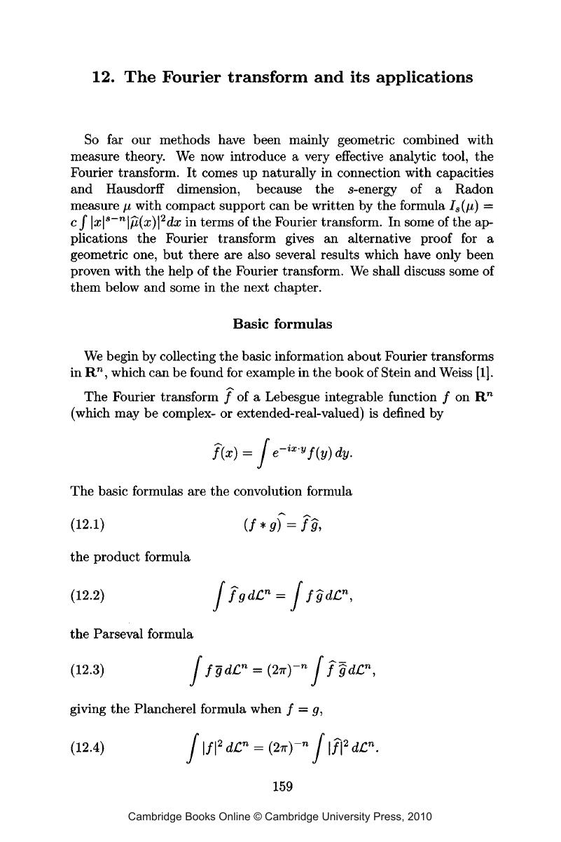 The Fourier transform and its applications (Chapter 12) - Geometry