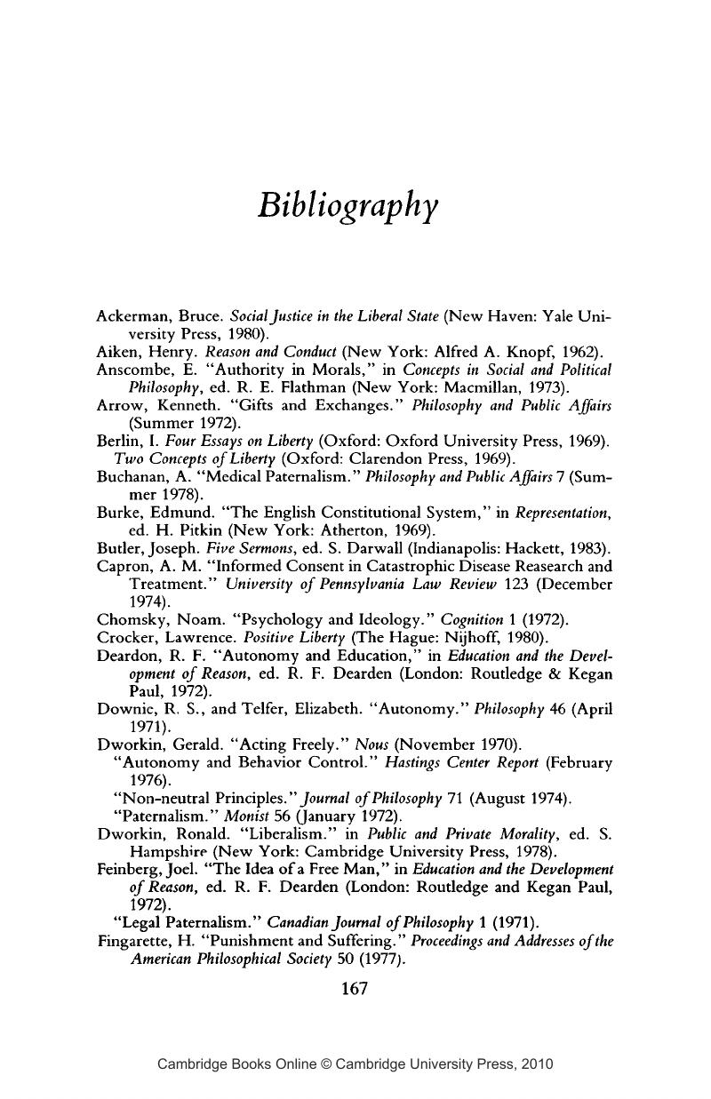 Bibliography - The Theory And Practice Of Autonomy