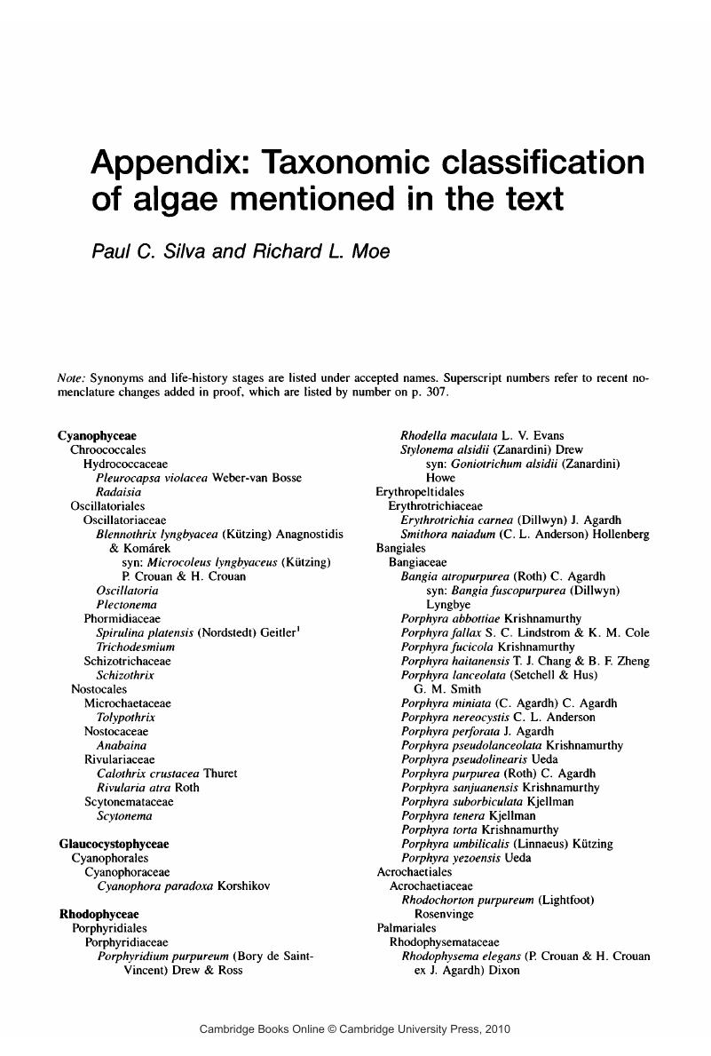 appendix-taxonomic-classification-of-algae-mentioned-in-the-text