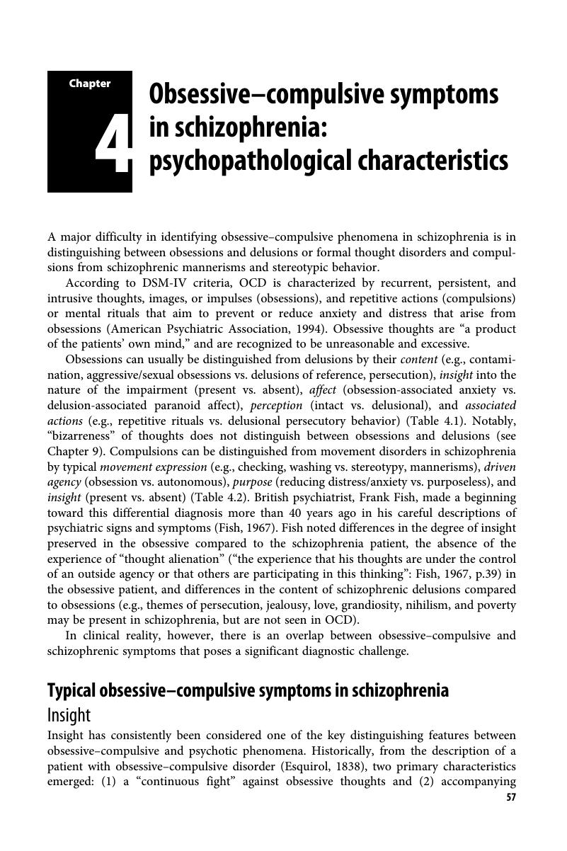 Obsessive–compulsive Symptoms In Schizophrenia: Psychopathological ...