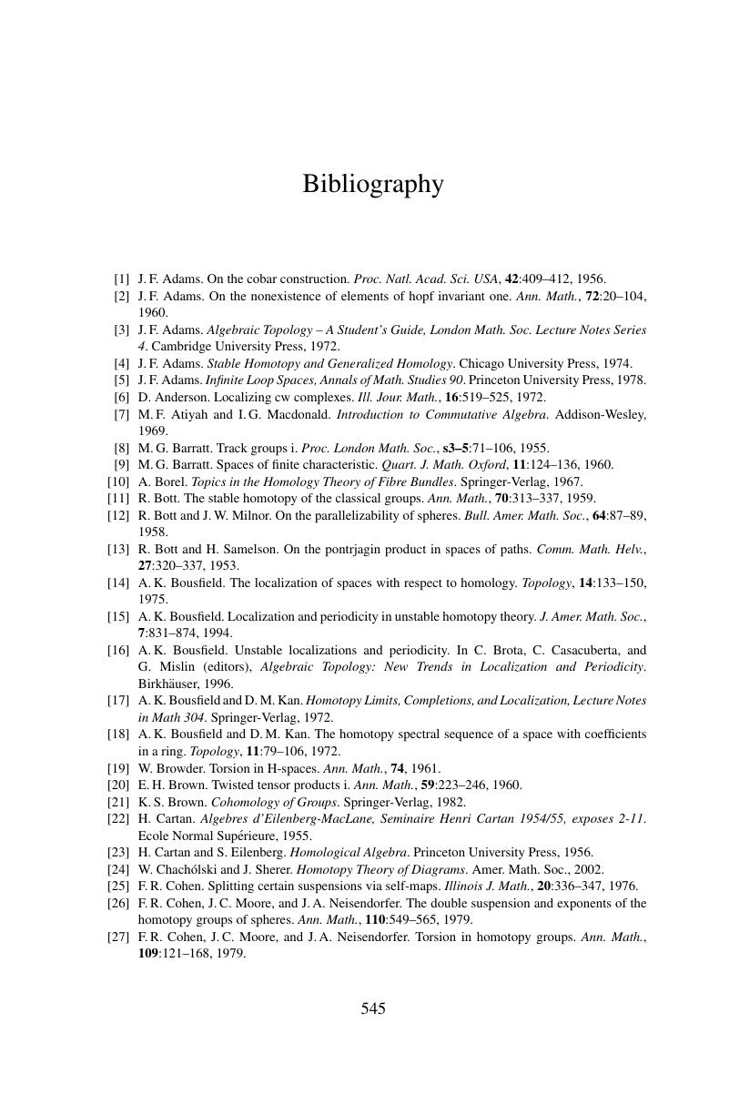 Bibliography - Algebraic Methods in Unstable Homotopy Theory