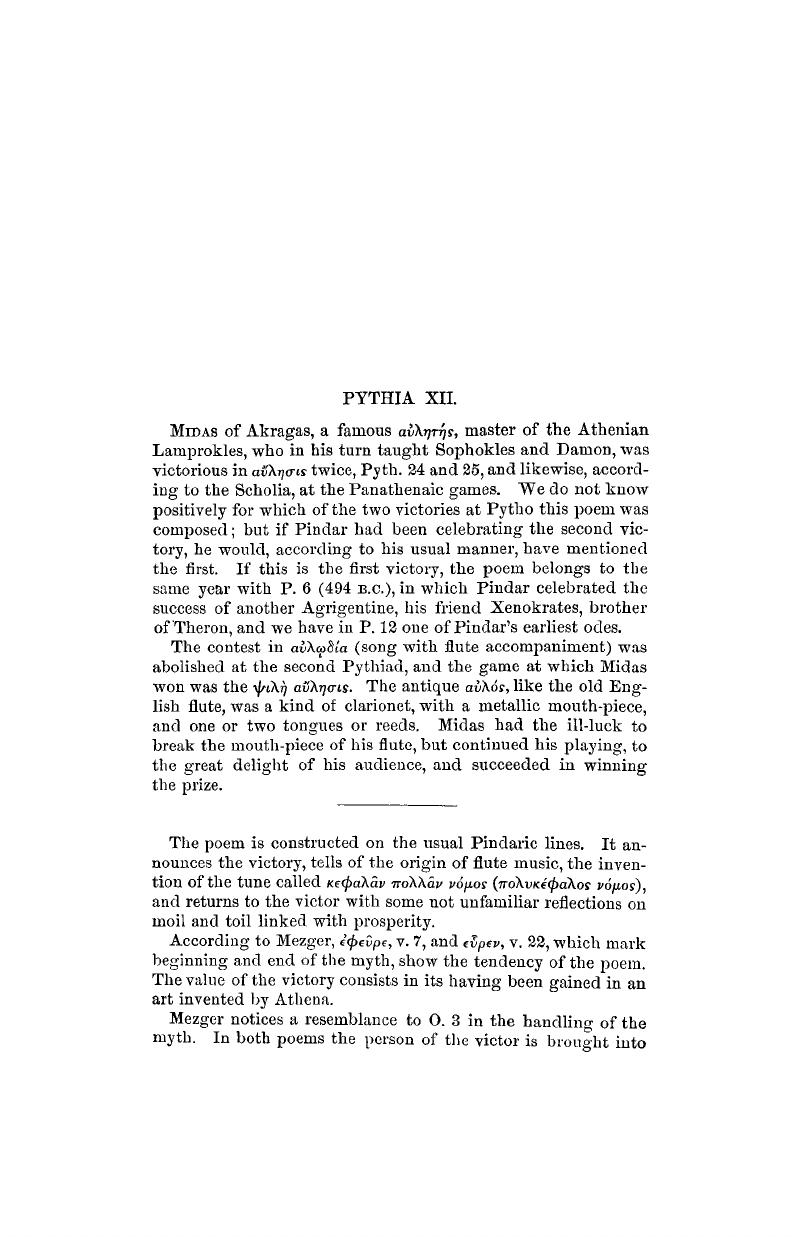 PYTHIA XII - Pindar: Olympian And Pythian Odes