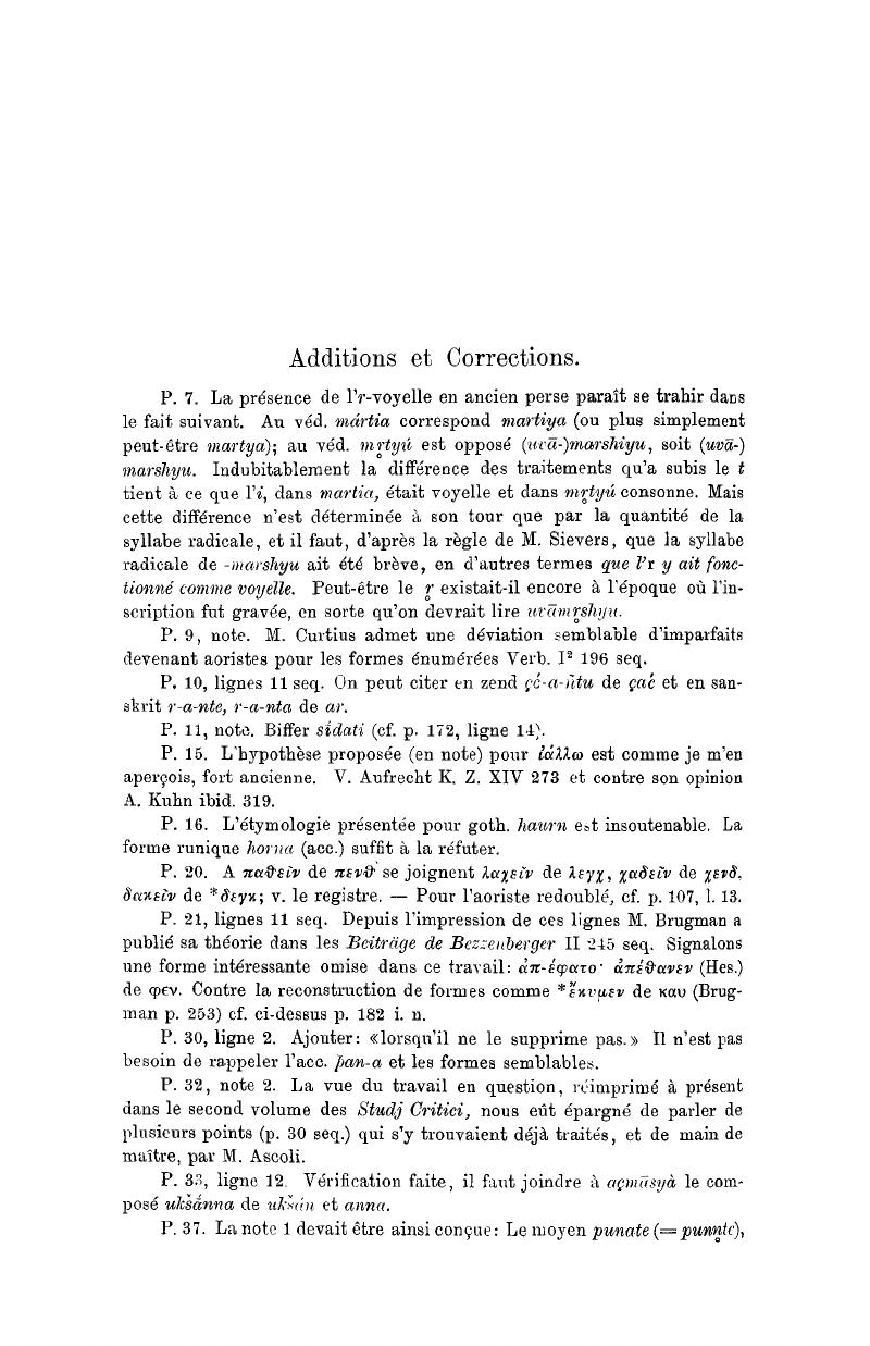 Additions Et Corrections M Moire Sur Le Syst Me Primitif Des Voyelles Dans Les Langues Indo