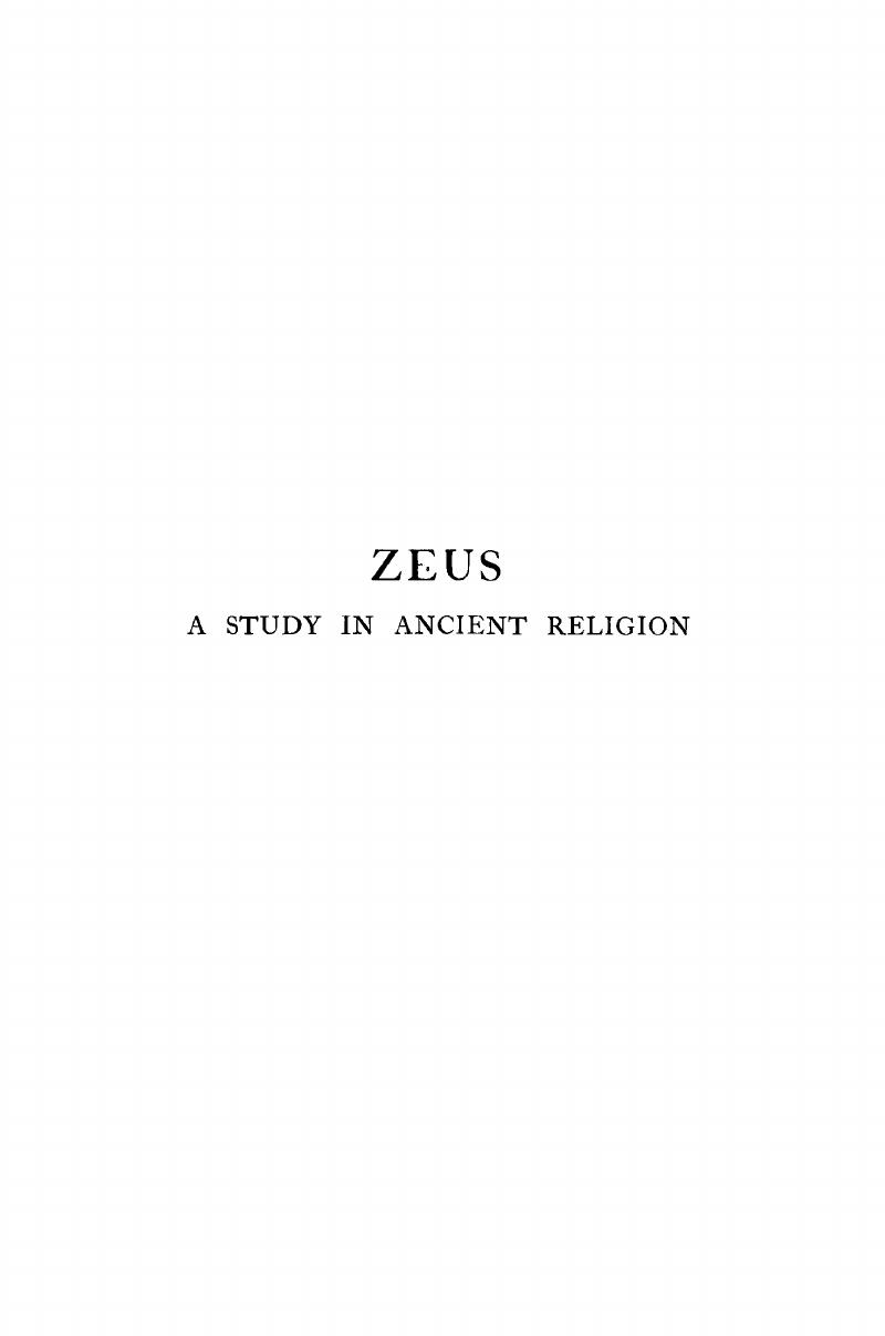 ZEUS A STUDY IN ANCIENT RELIGION - Zeus