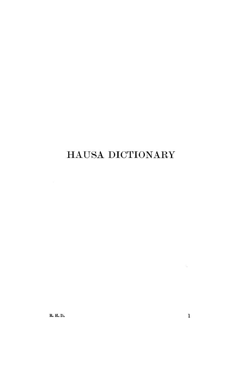 Hausa Dictionary Dictionary of the Hausa Language