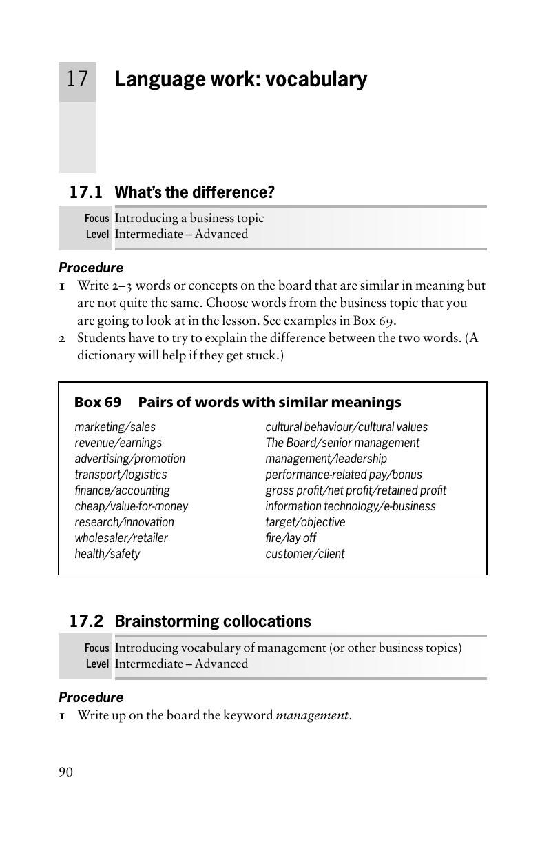 Language Work: Vocabulary (Chapter 17) - Five-Minute Activities For ...