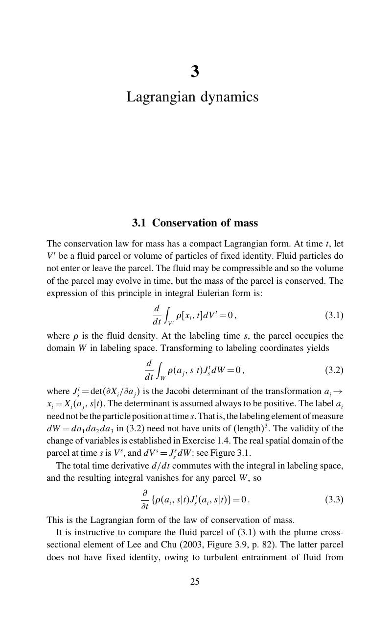 Lagrangian Dynamics (Chapter 3) - Lagrangian Fluid Dynamics