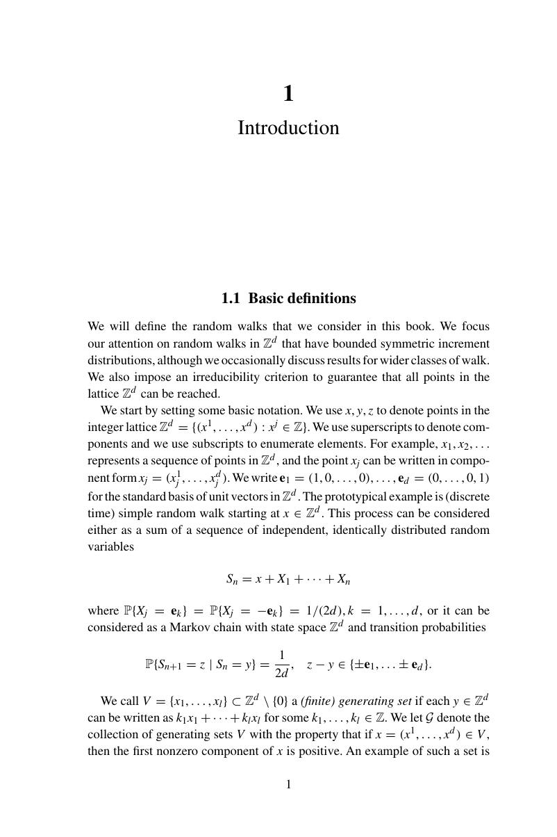 Introduction (Chapter 1) - Random Walk: A Modern Introduction