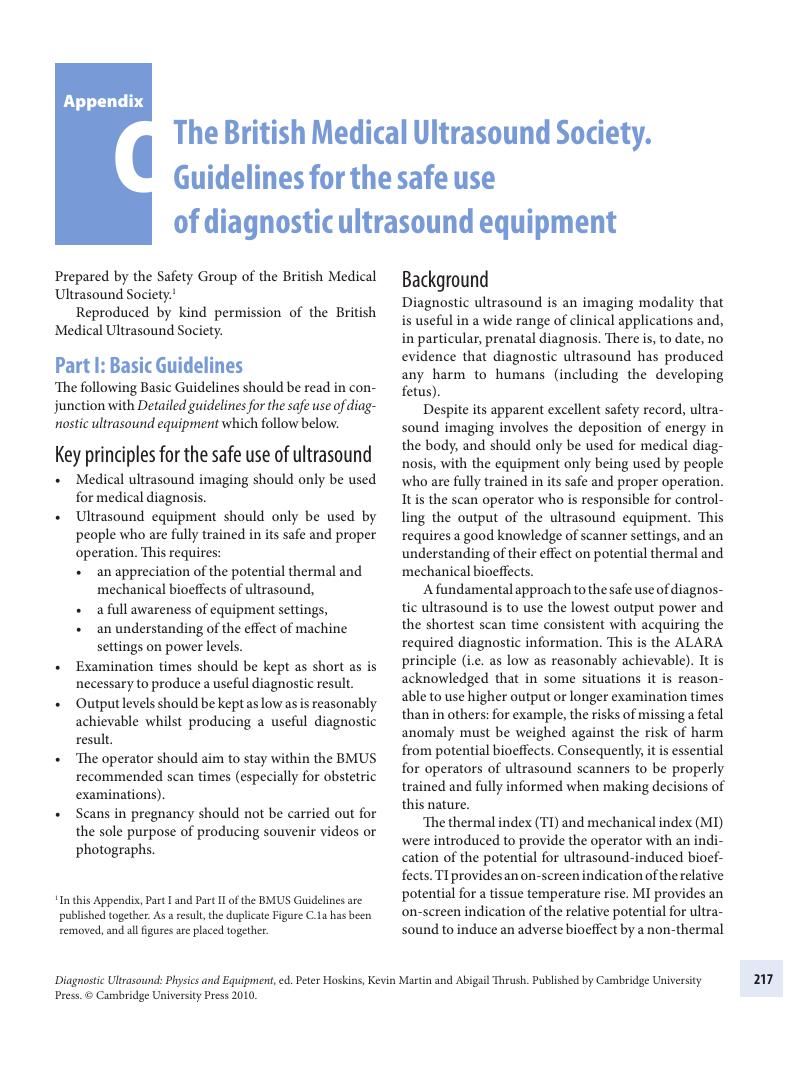 The British Medical Ultrasound Society. Guidelines For The Safe Use Of ...