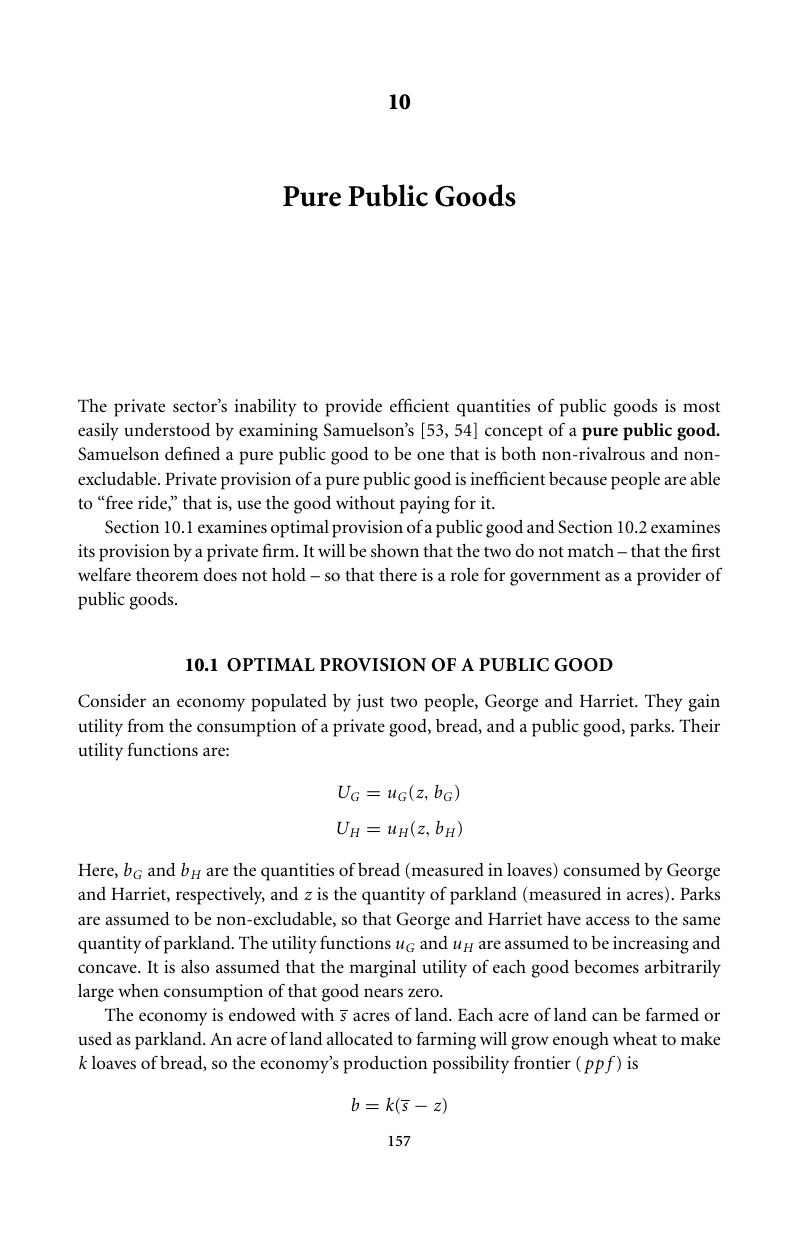 Pure Public Goods Chapter 10 A Course In Public Economics