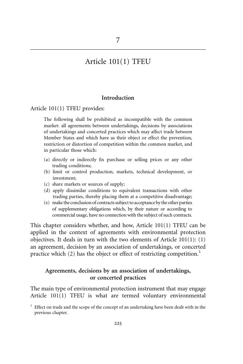 Article 101(1) TFEU (Chapter 7) - Greening EU Competition Law And Policy