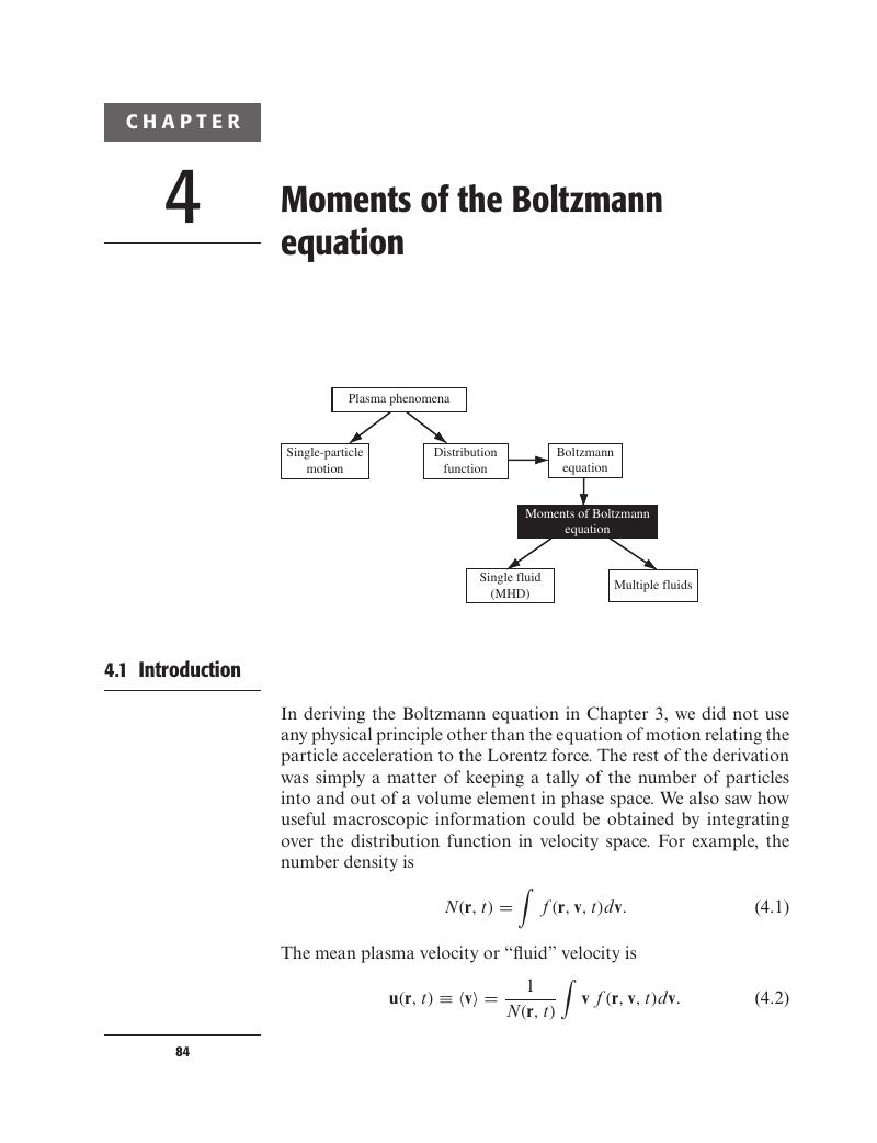 Moments Of The Boltzmann Equation Chapter 4 Principles Of Plasma Physics For Engineers And 9747