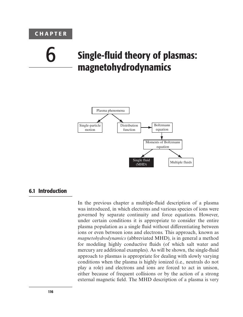 Single-fluid Theory Of Plasmas: Magnetohydrodynamics (Chapter 6 ...