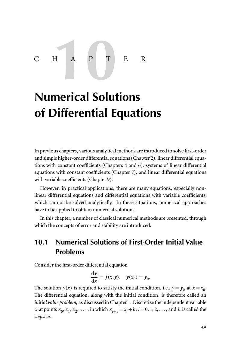 Numerical Solutions Of Differential Equations (Chapter 10 ...