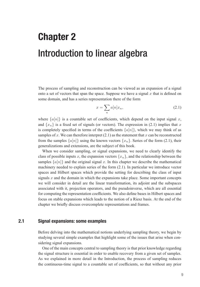 Introduction To Linear Algebra (Chapter 2) - Sampling Theory