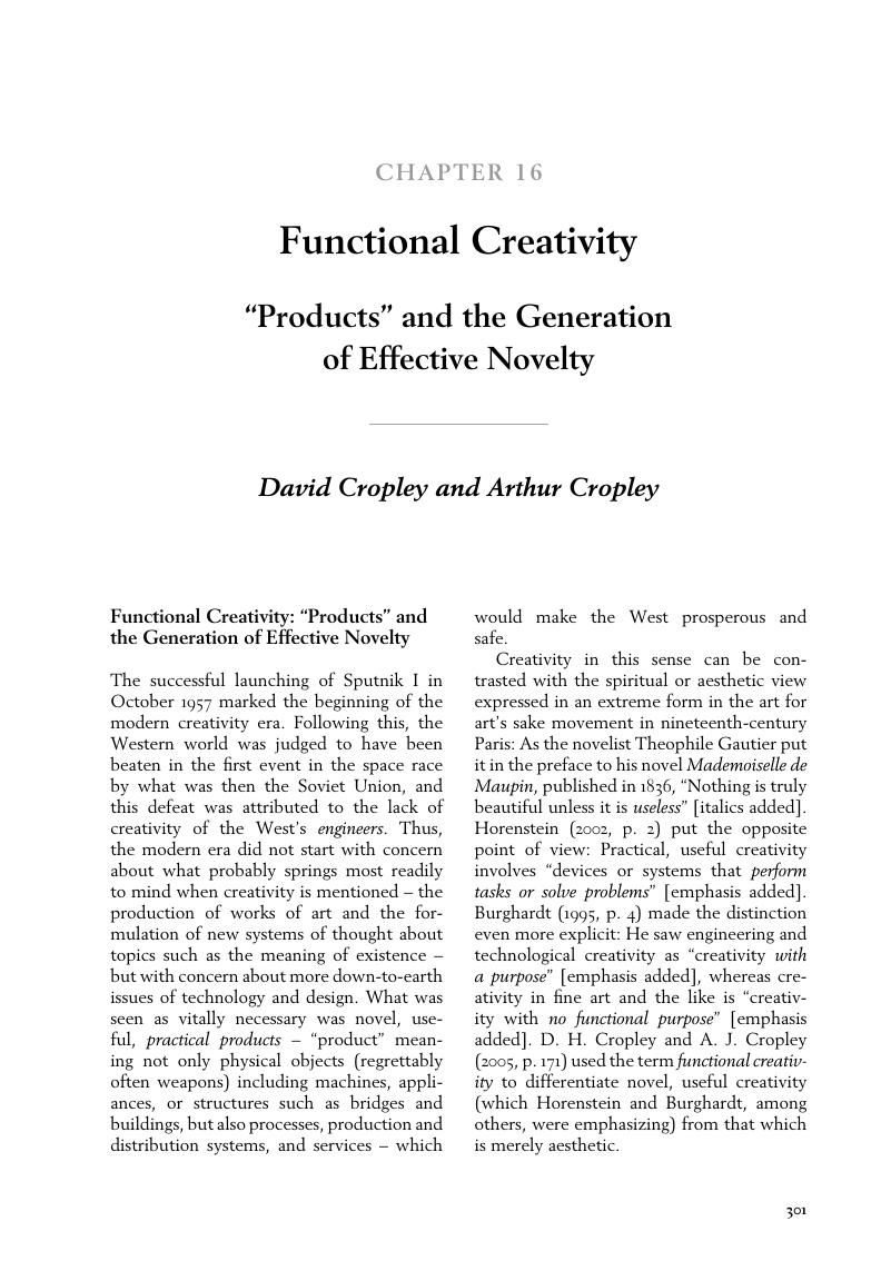 Functional Creativity (Chapter 16) - The Cambridge Handbook Of Creativity