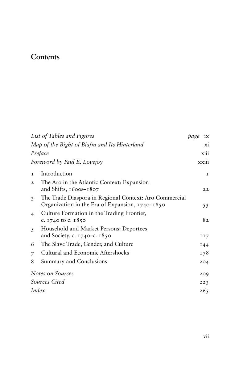 Contents The Slave Trade And Culture In The Bight Of Biafra   FirstPage 9780511781384toc Pvii Viii CBO 