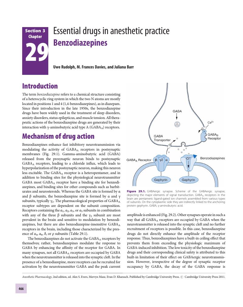 Benzodiazepines (Chapter 29) - Anesthetic Pharmacology