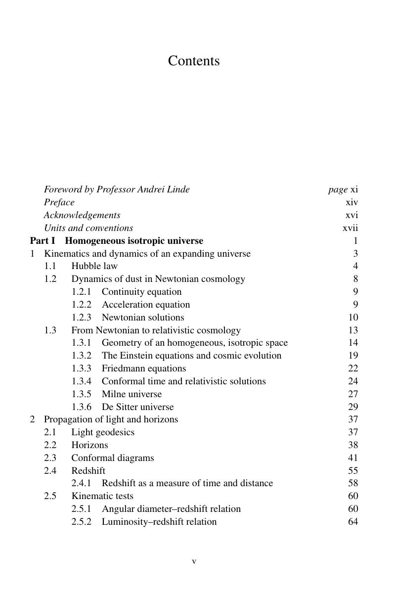 Contents - Physical Foundations of Cosmology