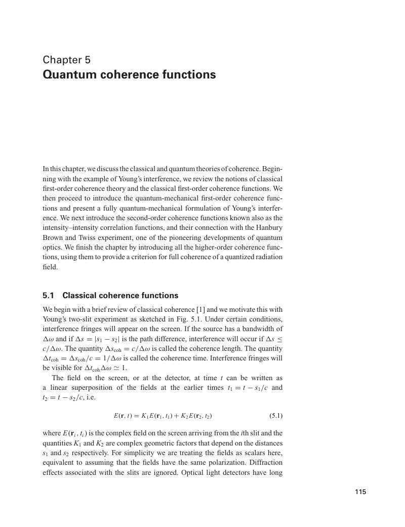 Quantum Coherence Functions (Chapter 5) - Introductory Quantum Optics