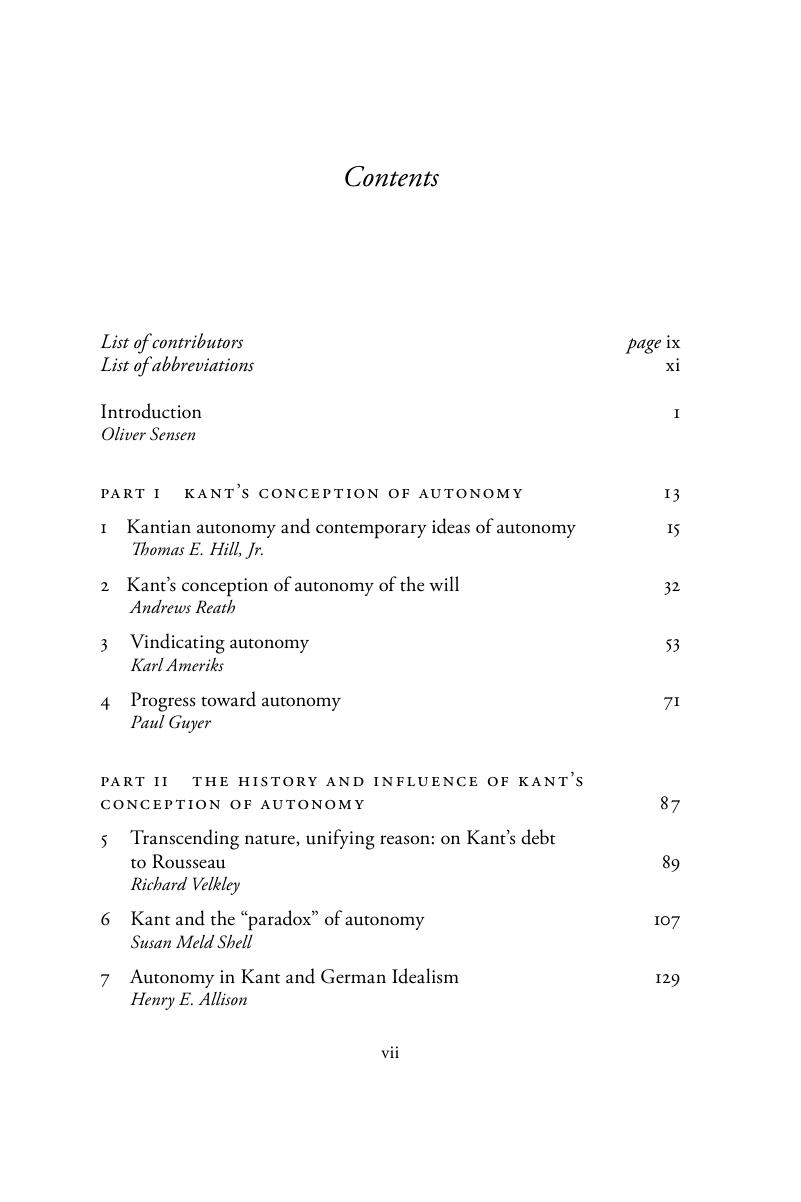 Contents Kant on Moral Autonomy