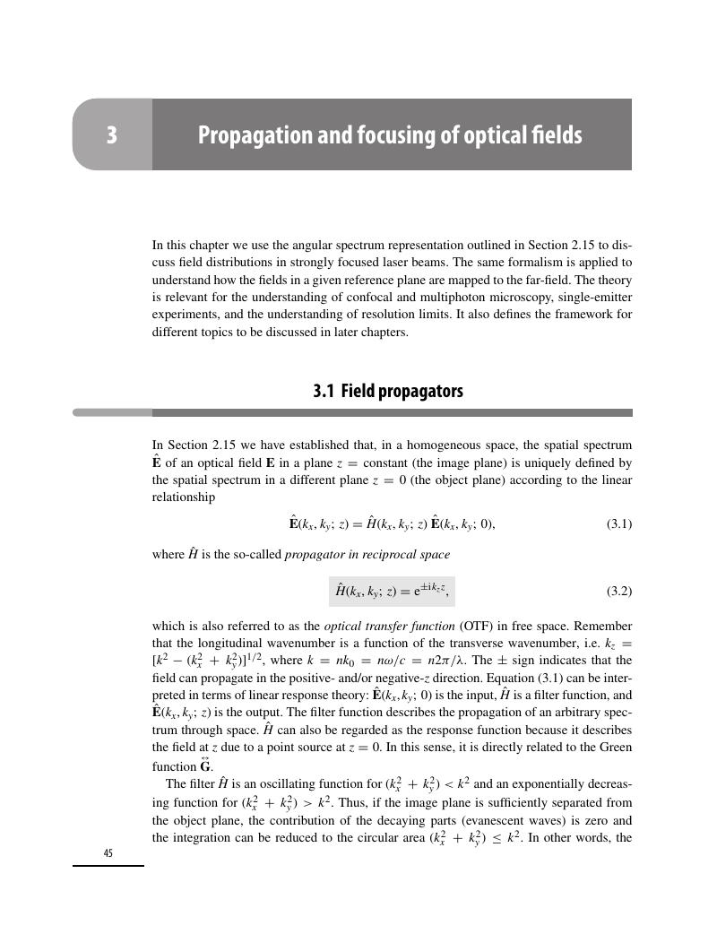 Propagation And Focusing Of Optical Fields (Chapter 3) - Principles Of ...