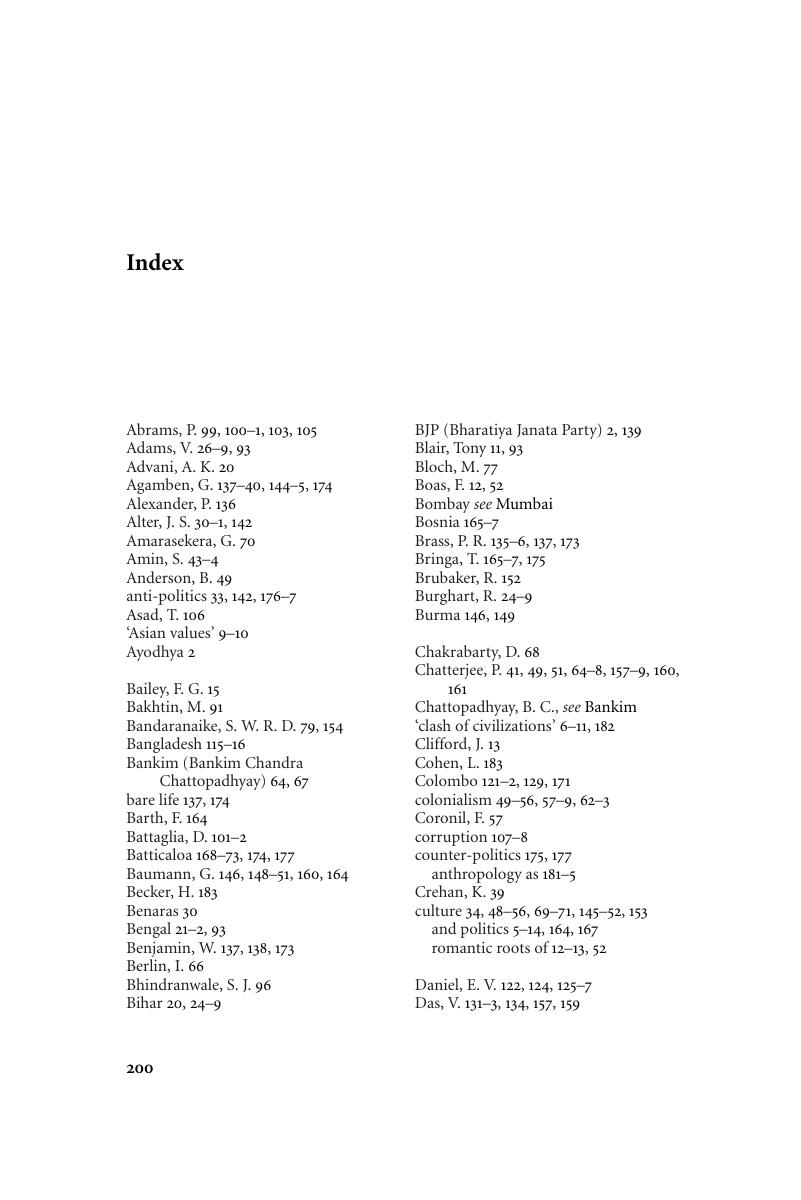 Index - Anthropology, Politics, and the State
