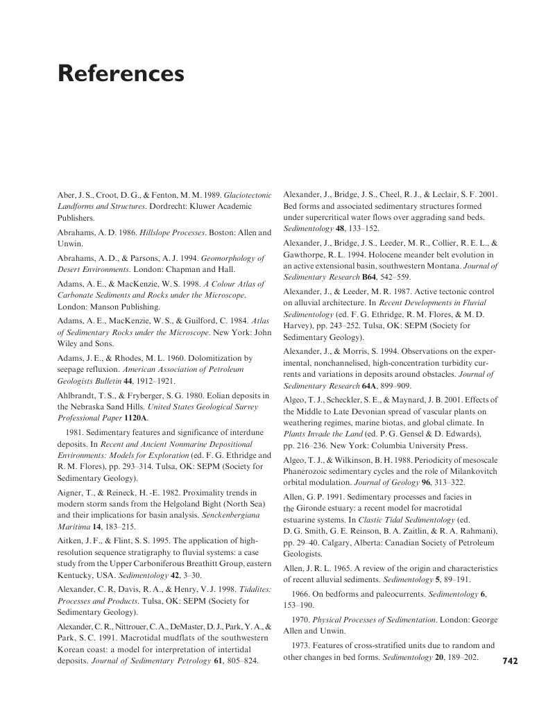 References - Earth Surface Processes, Landforms and Sediment Deposits