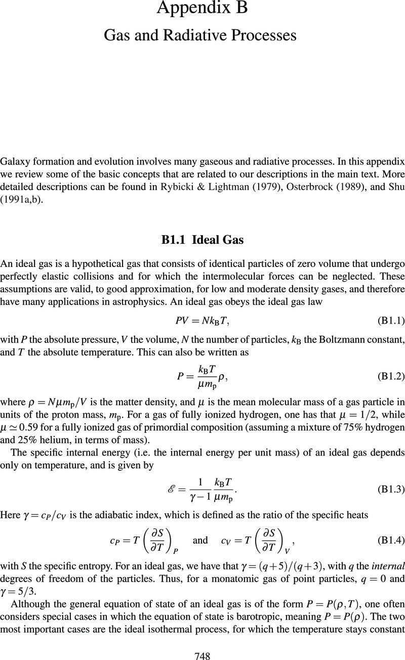 Gas and Radiative Processes (B) - Galaxy Formation and Evolution