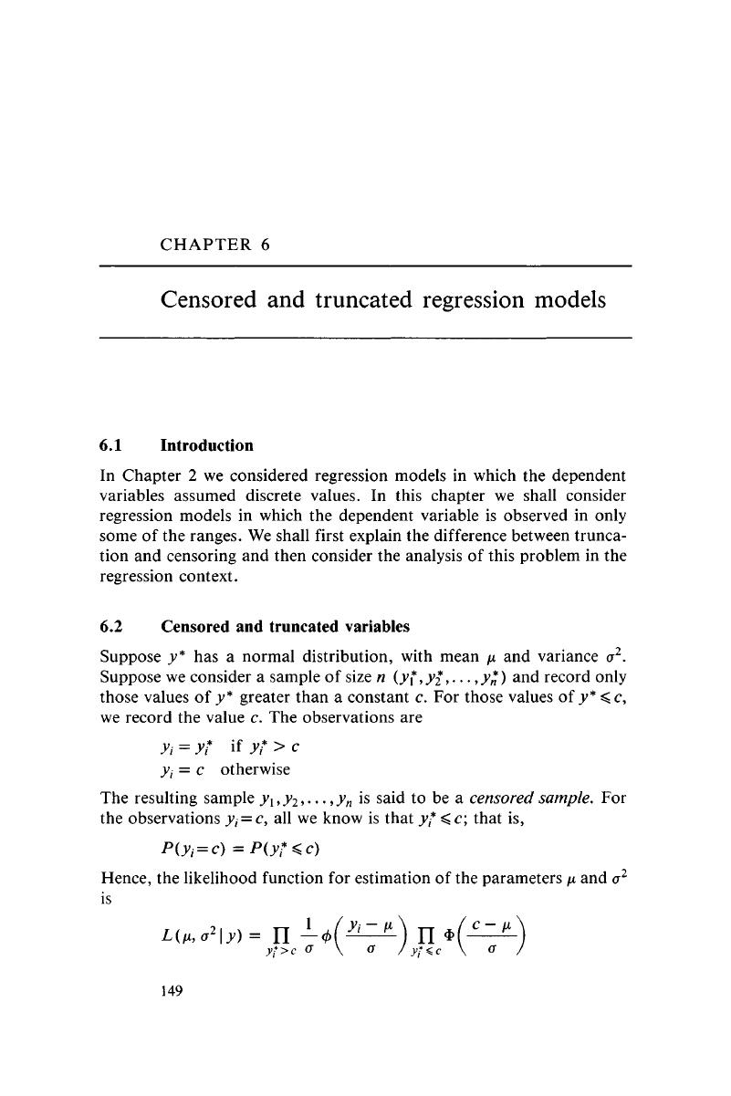 Censored And Truncated Regression Models Chapter 6 Limited Dependent And Qualitative 2637