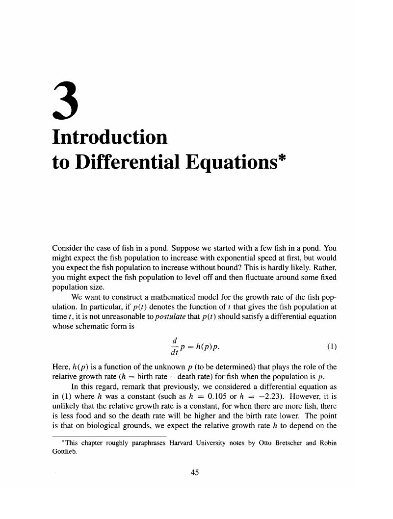 Introduction To Differential Equations Chapter 3 Modeling