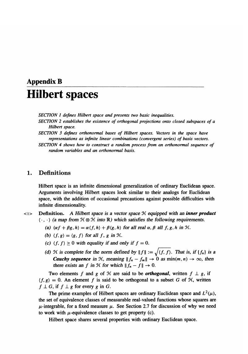 HILBERT SPACES (APPENDIX B) - A User's Guide To Measure Theoretic ...