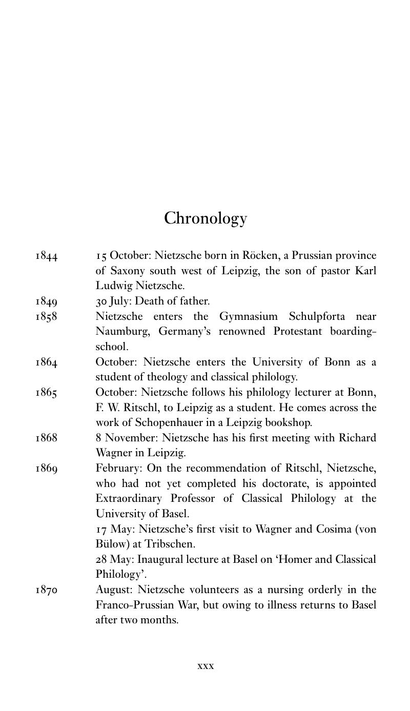 Chronology - Nietzsche: 'On The Genealogy Of Morality' And Other Writings