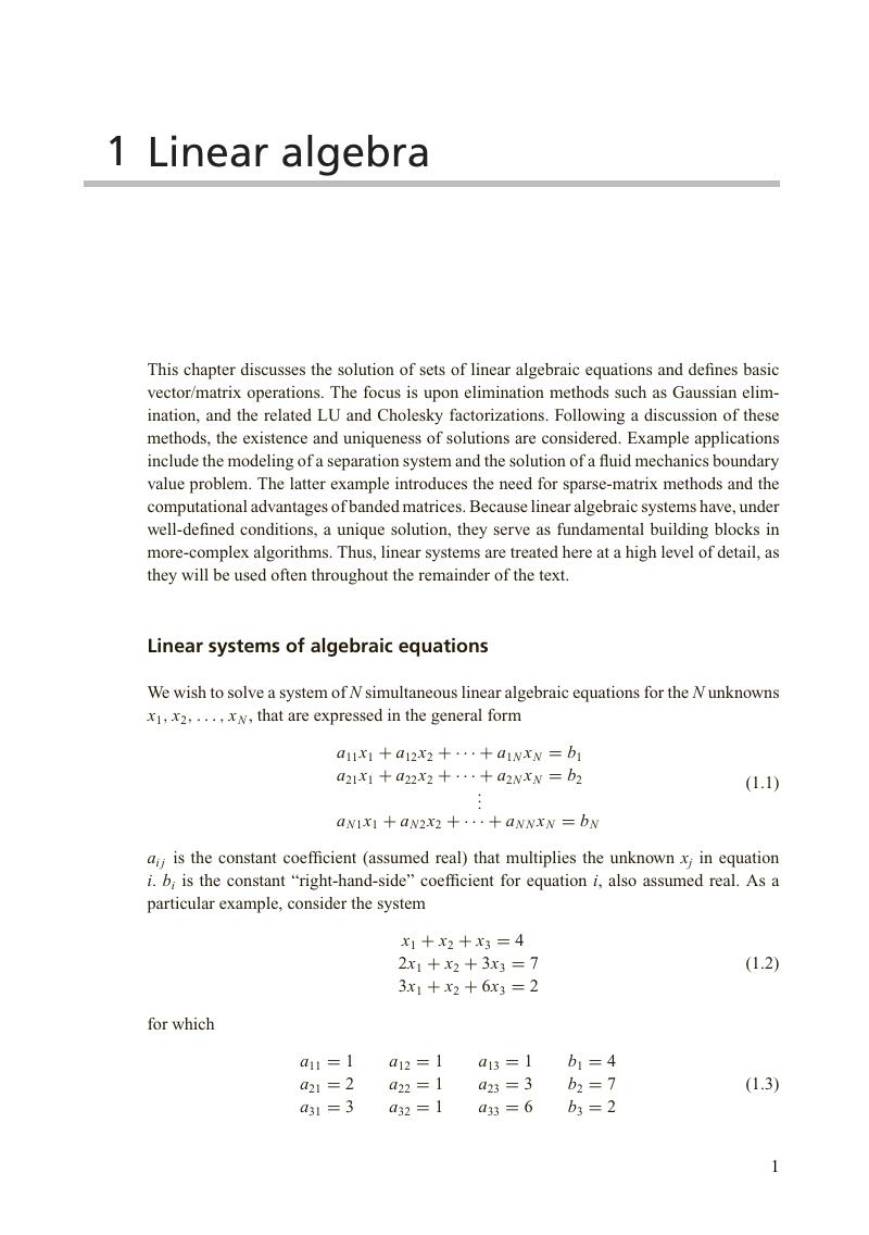 Linear algebra Chapter 1 Numerical Methods for Chemical