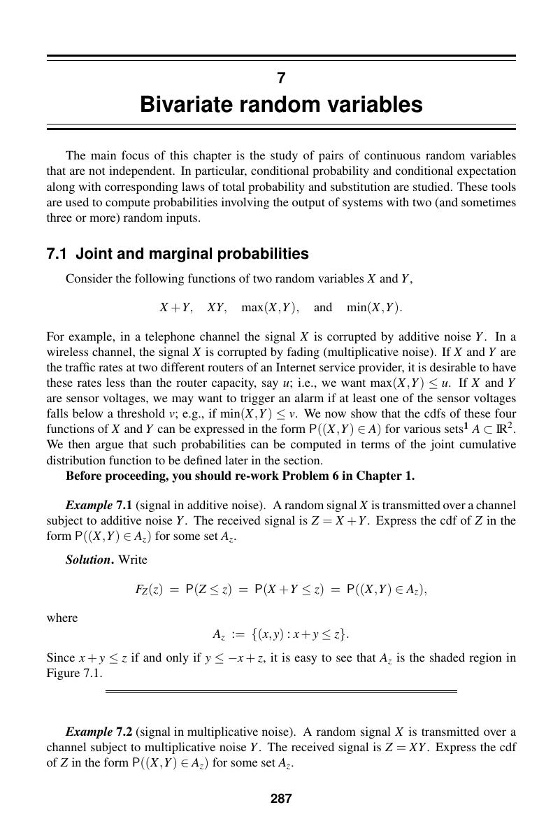 Bivariate Random Variables (Chapter 7) - Probability And Random ...