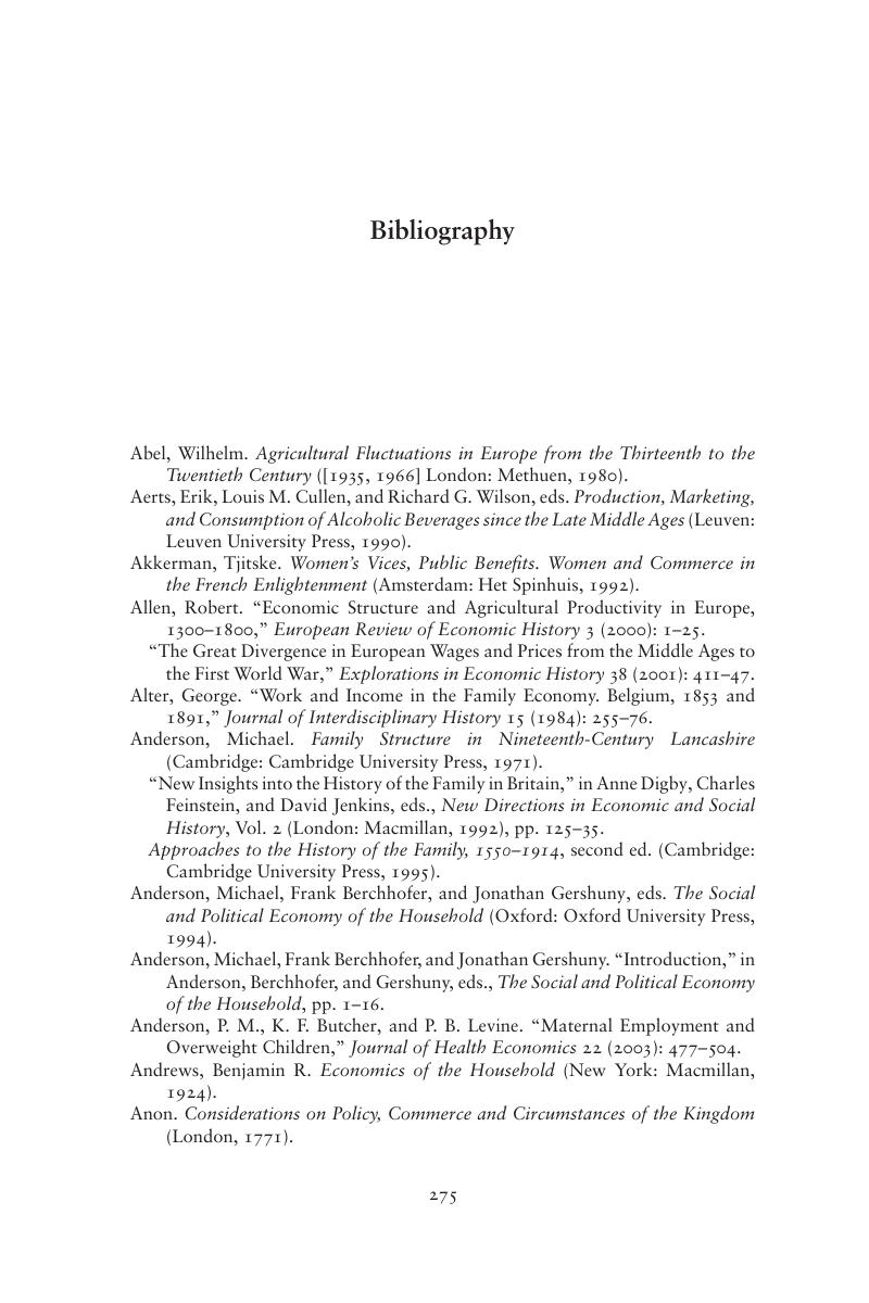 Bibliography - The Industrious Revolution