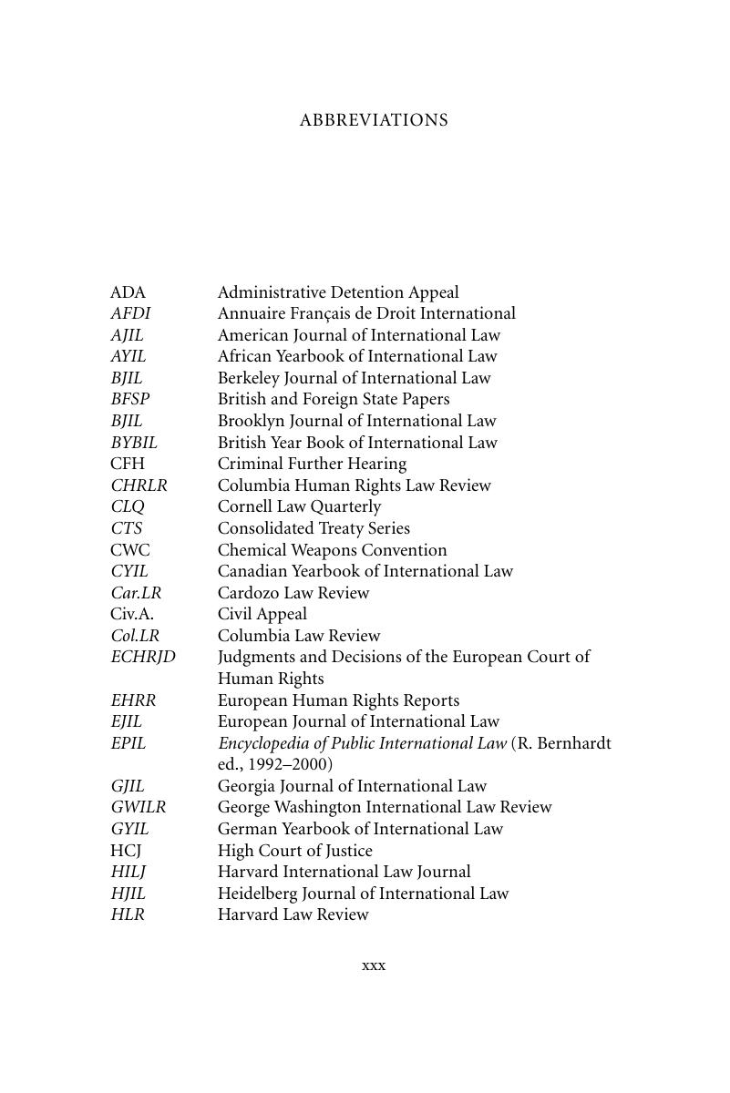 List Of Abbreviations - The International Law Of Belligerent Occupation