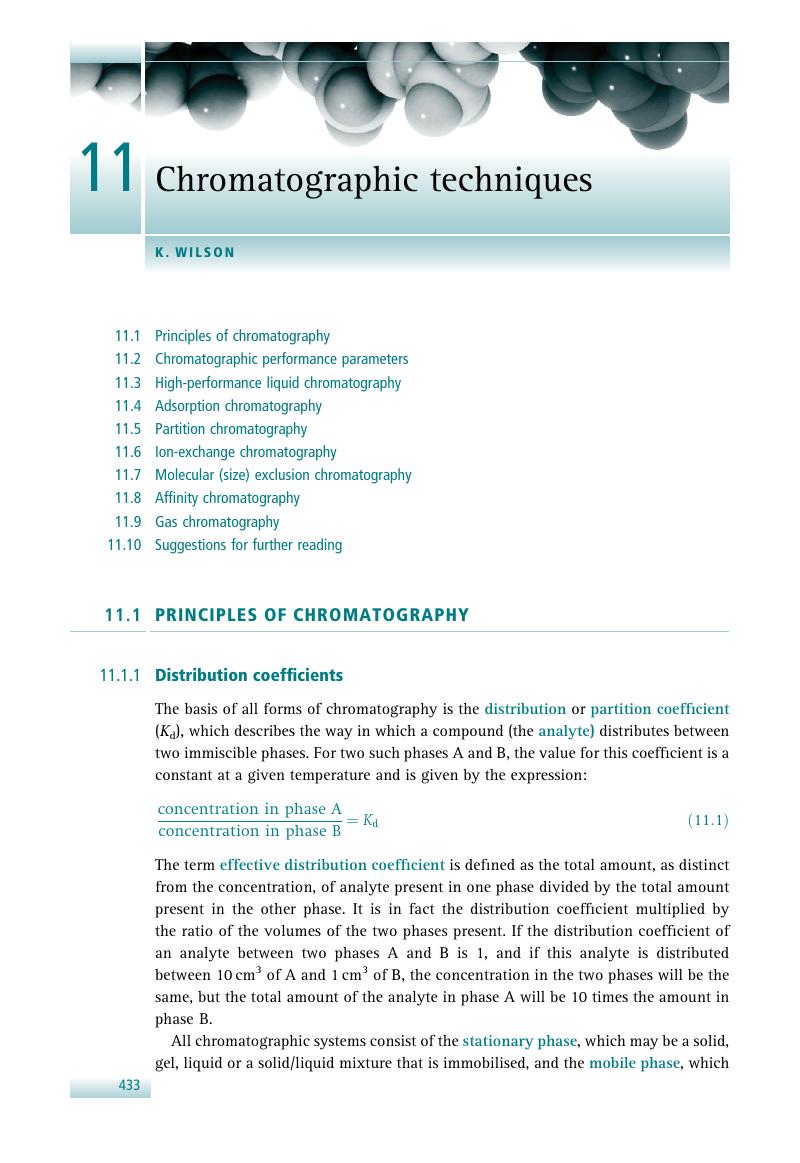 Chromatographic Techniques Chapter 11 Principles And Techniques Of Biochemistry And